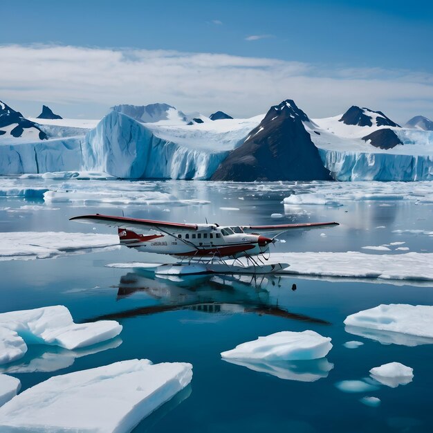 small-plane-is-floating-water-with-icebergs-background_1255033-25008